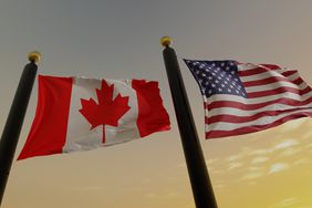 Flag of Canada and of the United States of America