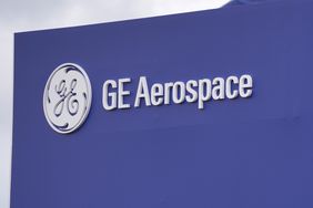 A sign for GE Aerospace at the Farnborough International Airshow in Hampshire. Picture date: Monday July 22, 2024.