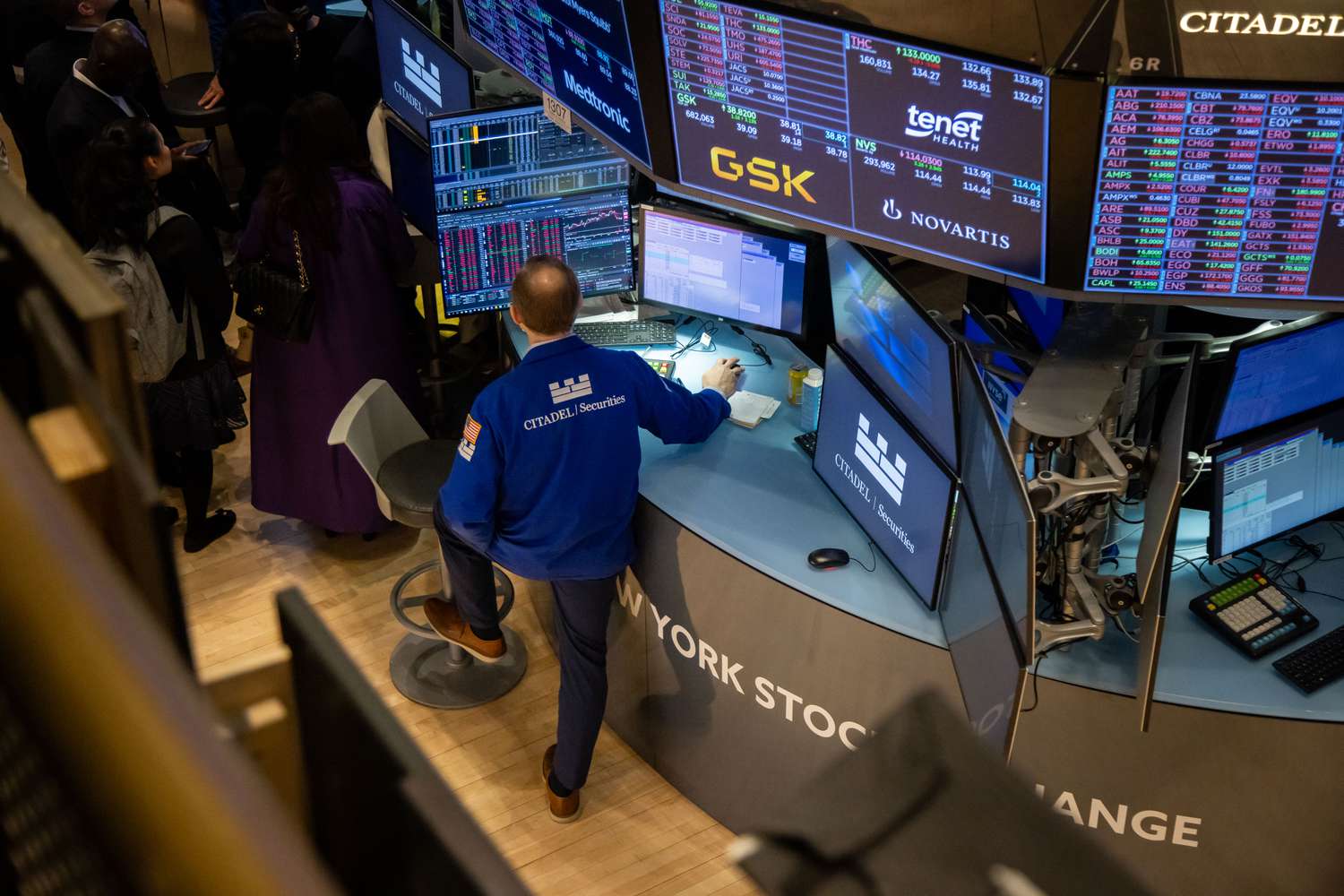 A trader works on the floor of the New York Stock Exchange