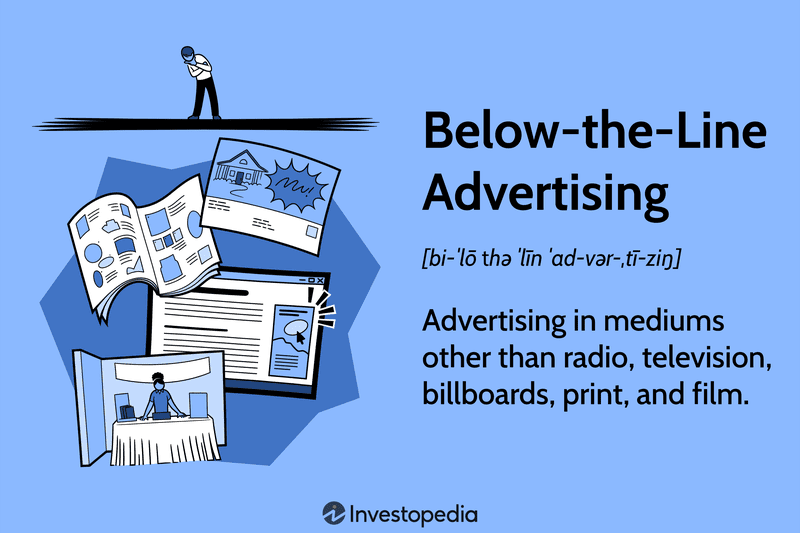 Below-the-Line Advertising: Advertising in mediums other than radio, television, billboards, print, and film.
