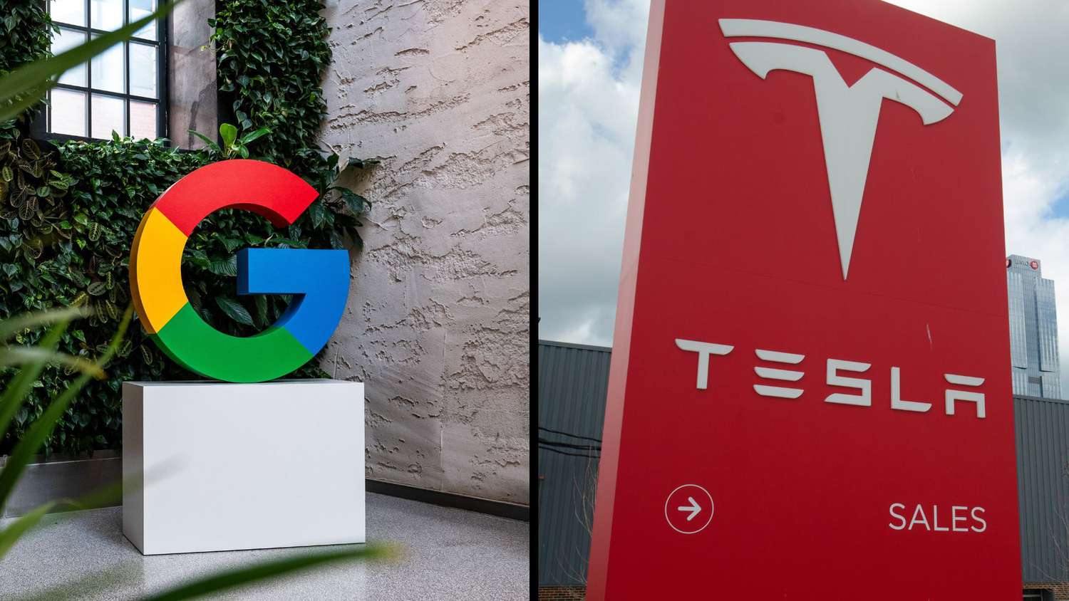Google, Tesla signs