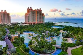 Buildings at waterfront in Bahamas.