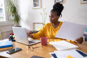 Worker working from home on laptop