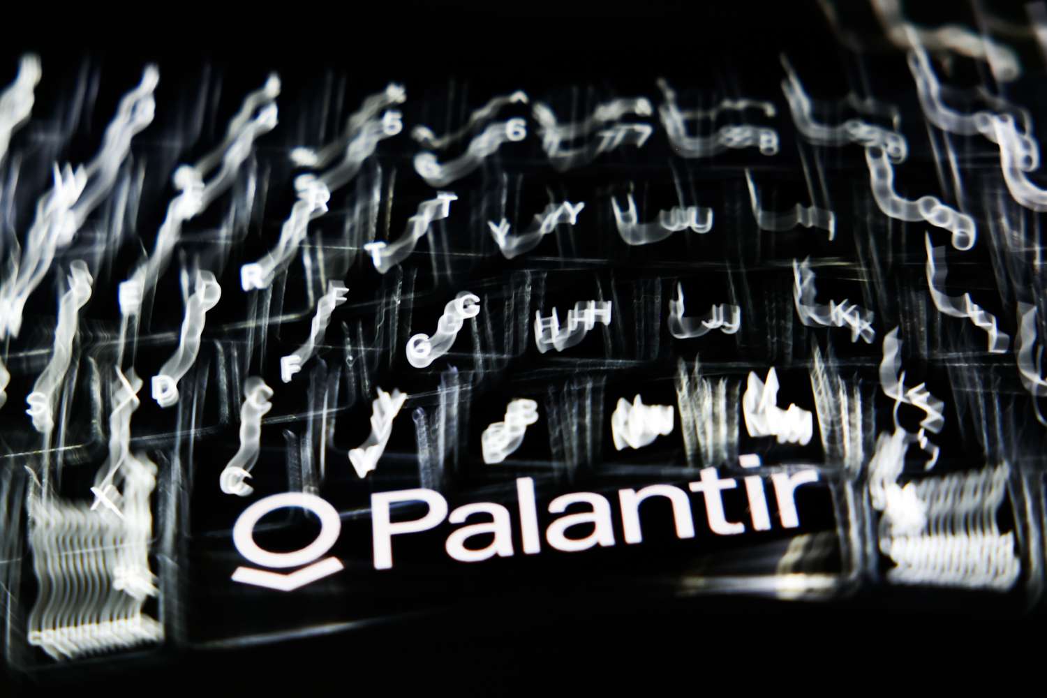 A stylized black-and-white photo illustration of the Palantir logo. 