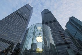 An exterior view of an Apple store in Shanghai. 