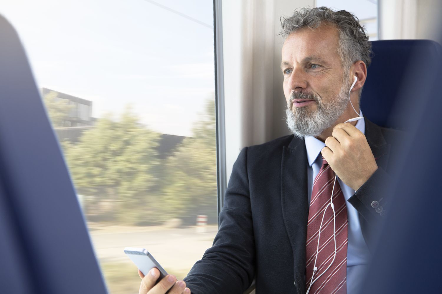 Businessman on a train