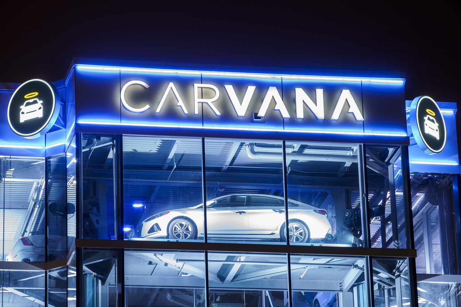 A Carvana glass tower