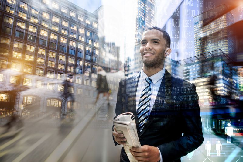 Businessperson working in the global stock market
