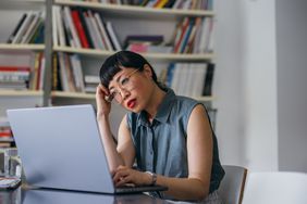 Woman checking interest rates