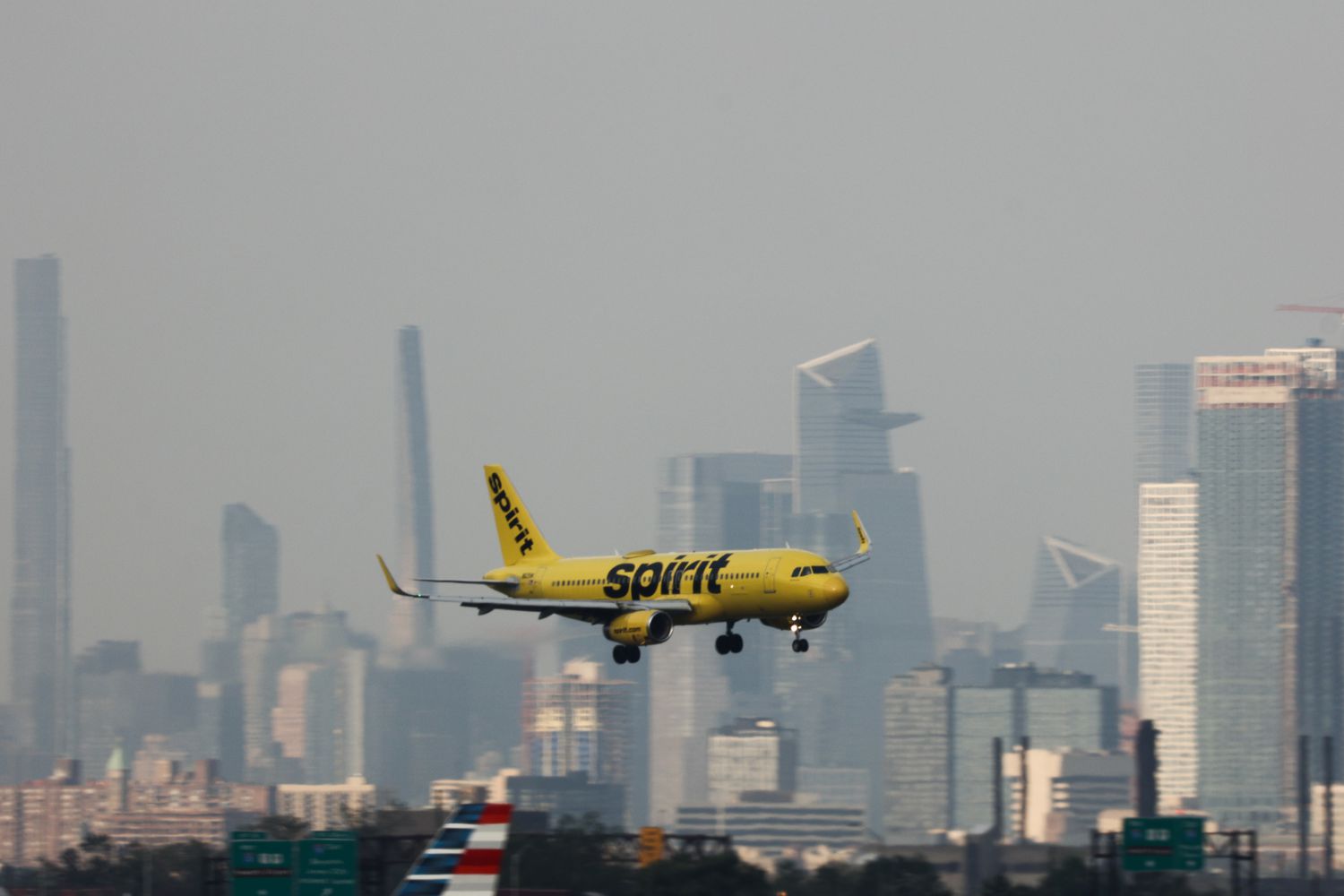 Spirit airplane is seen at the Newark Liberty International Airport in Newark, NJ, on July 16, 2024