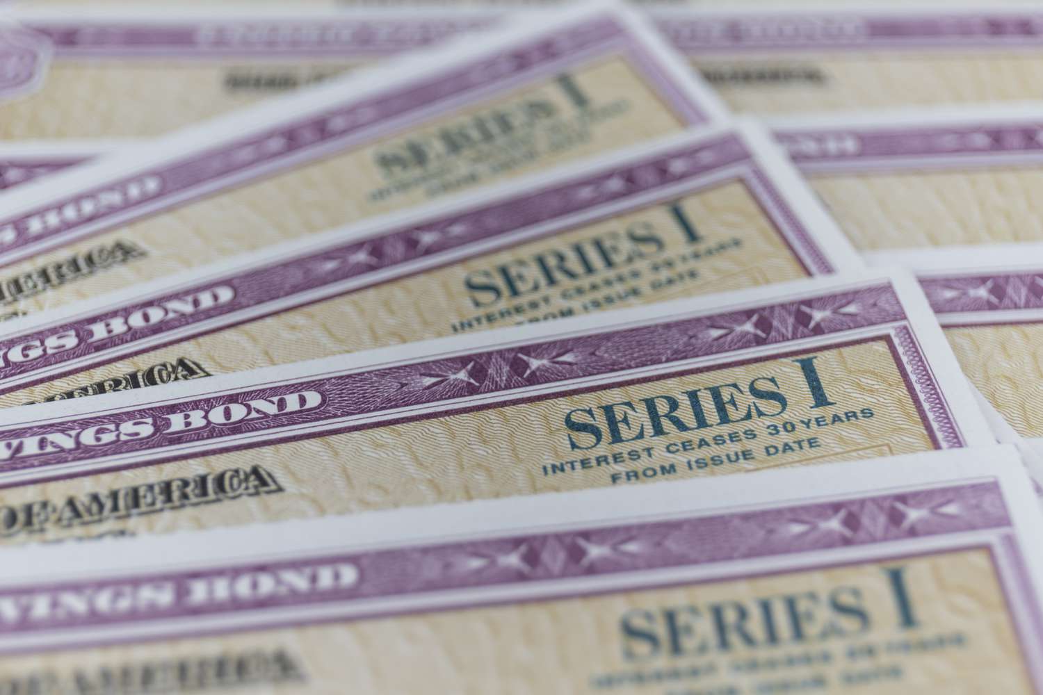 Pile of Series I U.S. savings bonds