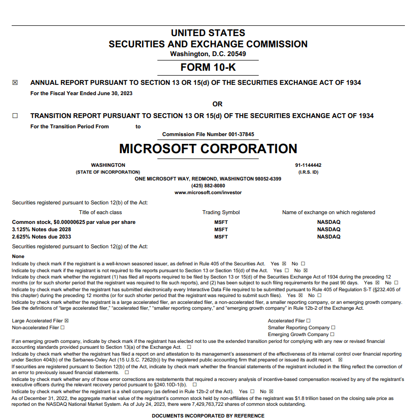 Microsoft Form 10-K
