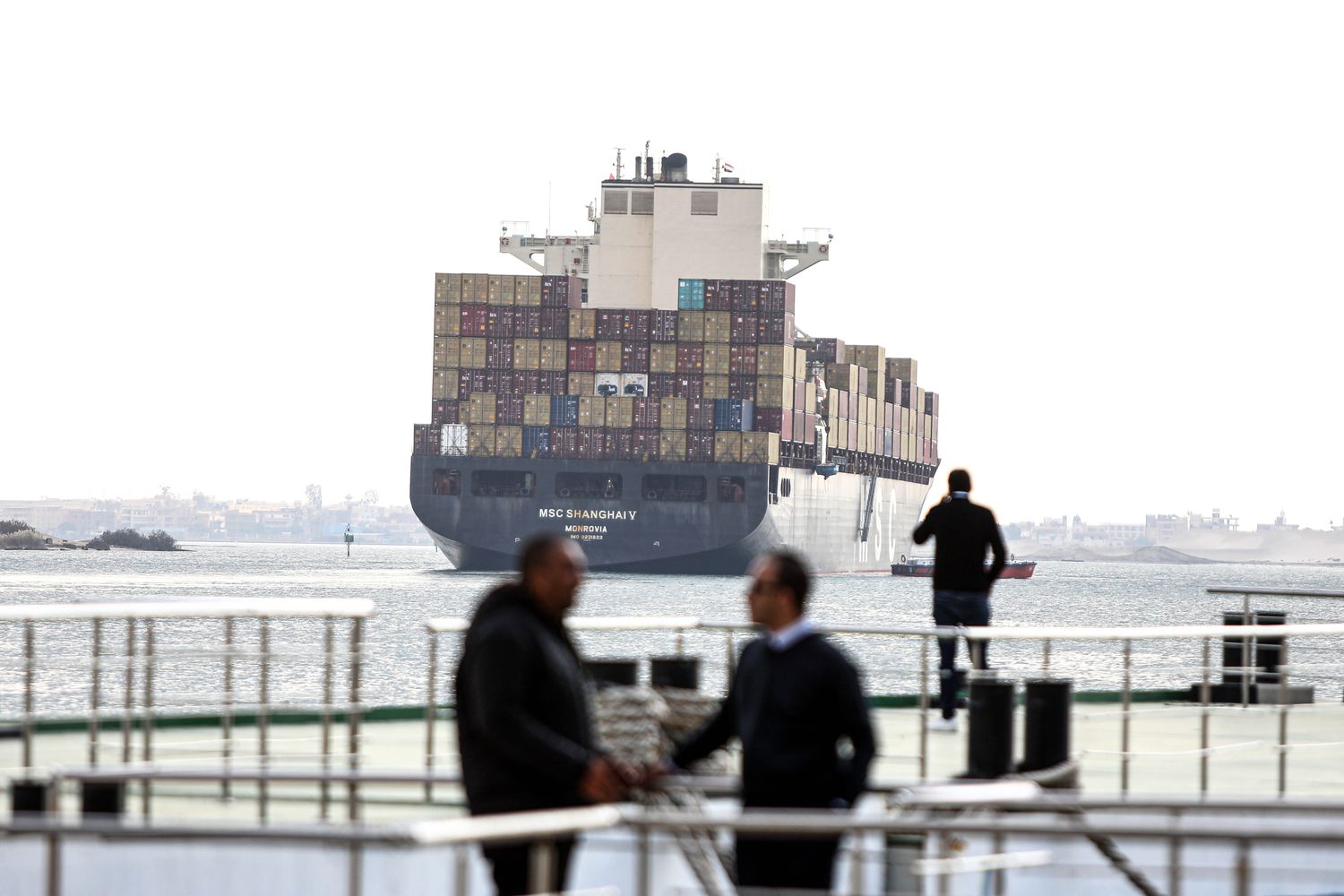 A cargo ship travels on the Suez Canal in Ismailia Province, Egypt, Jan. 13, 2024. 