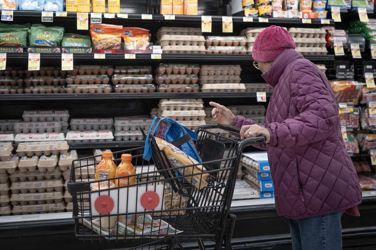  A customer shops for eggs at a grocery store on March 12, 2025 in Chicago, Illinois.