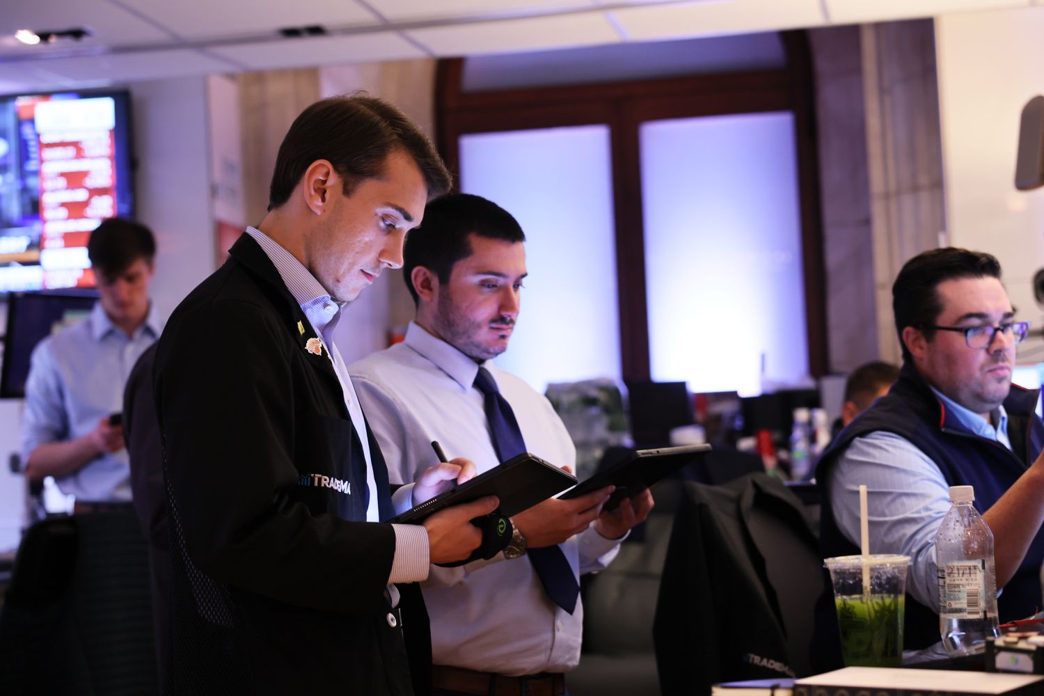 Traders work on the floor of the New York Stock Exchange