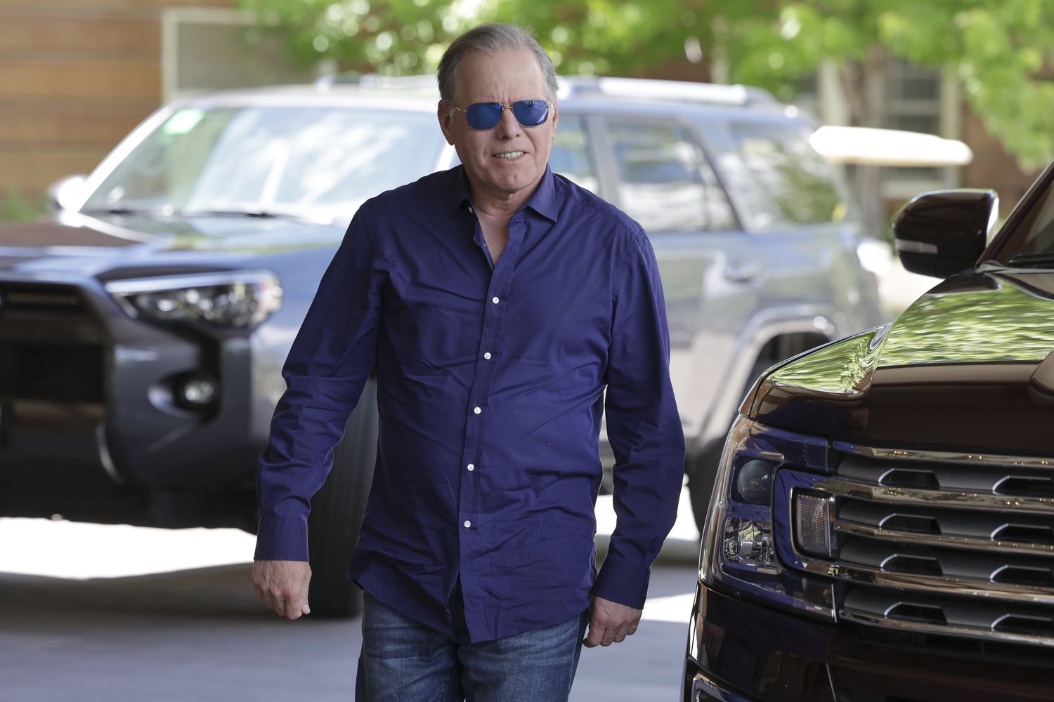David Zaslav, President and CEO of Warner Bros. Discovery talks to the media as he arrives at the Sun Valley Resort for the Allen & Company Sun Valley Conference on July 05, 2022 in Sun Valley, Idaho.