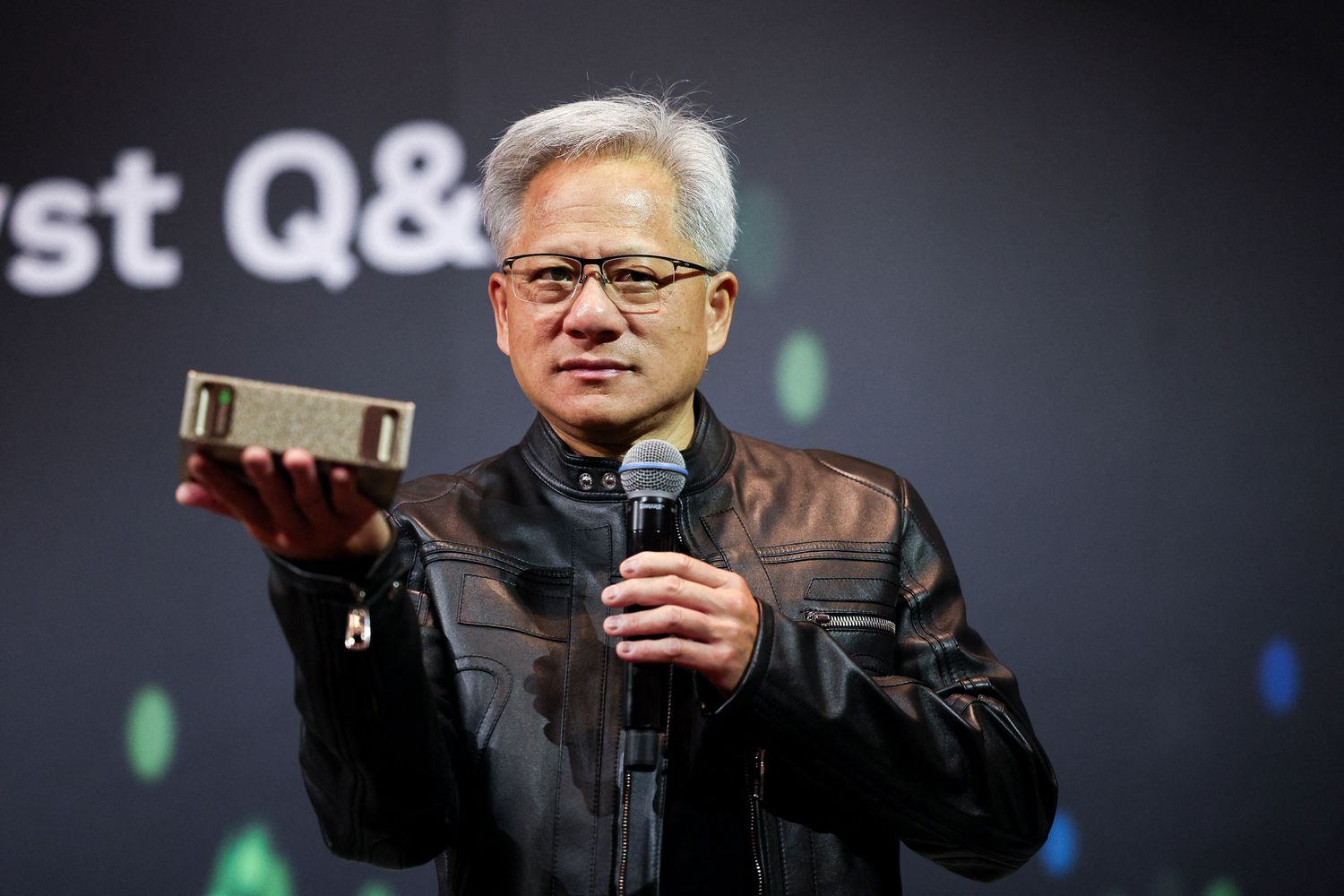 Nvidia CEO Jensen Huang speaks at a news conference in Taipei, May 21, 2025