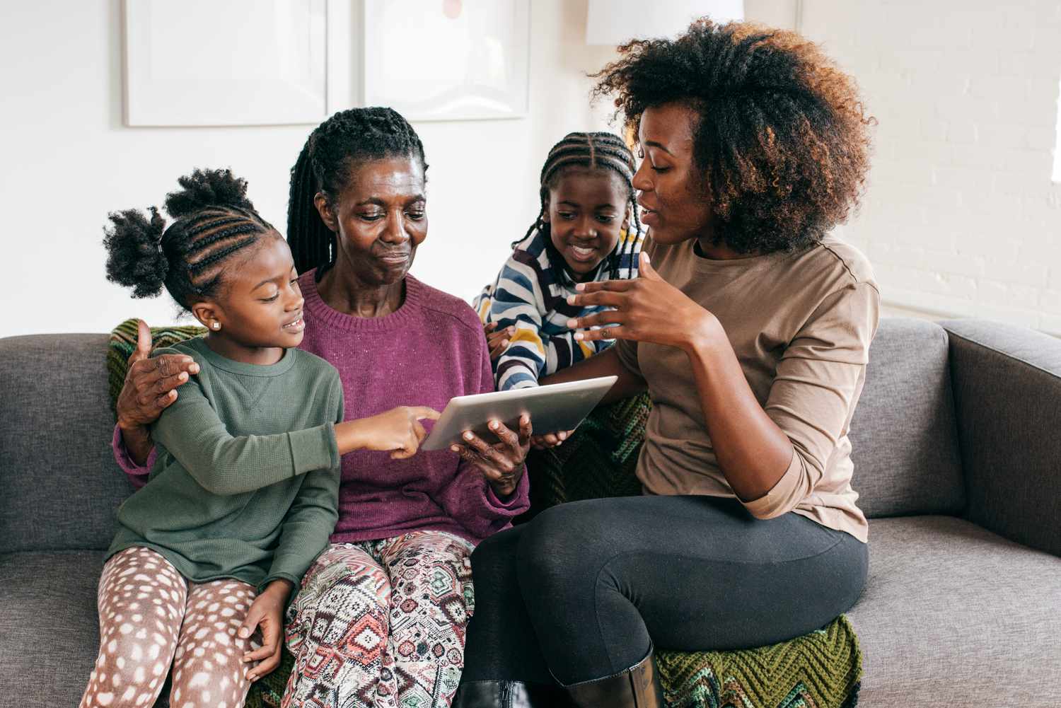 Grandmother with daughter and grandchildren