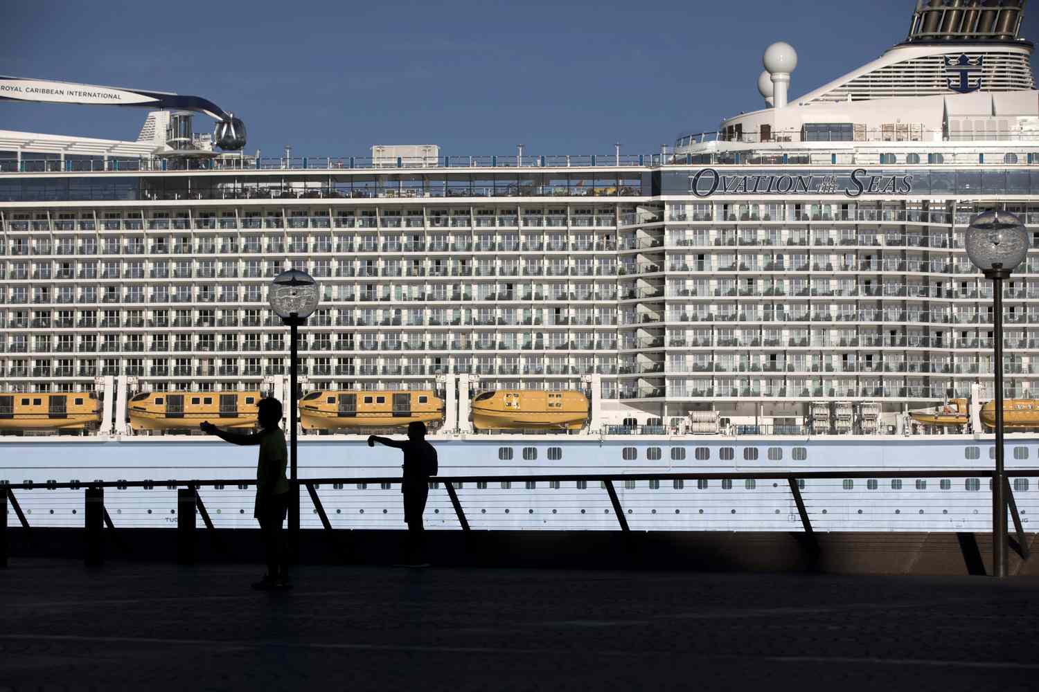 The Royal Caribbean Cruises Ltd. Ovation of the Seas cruise ship docked in Sydney, Australia, on Sunday, Feb. 23, 2025