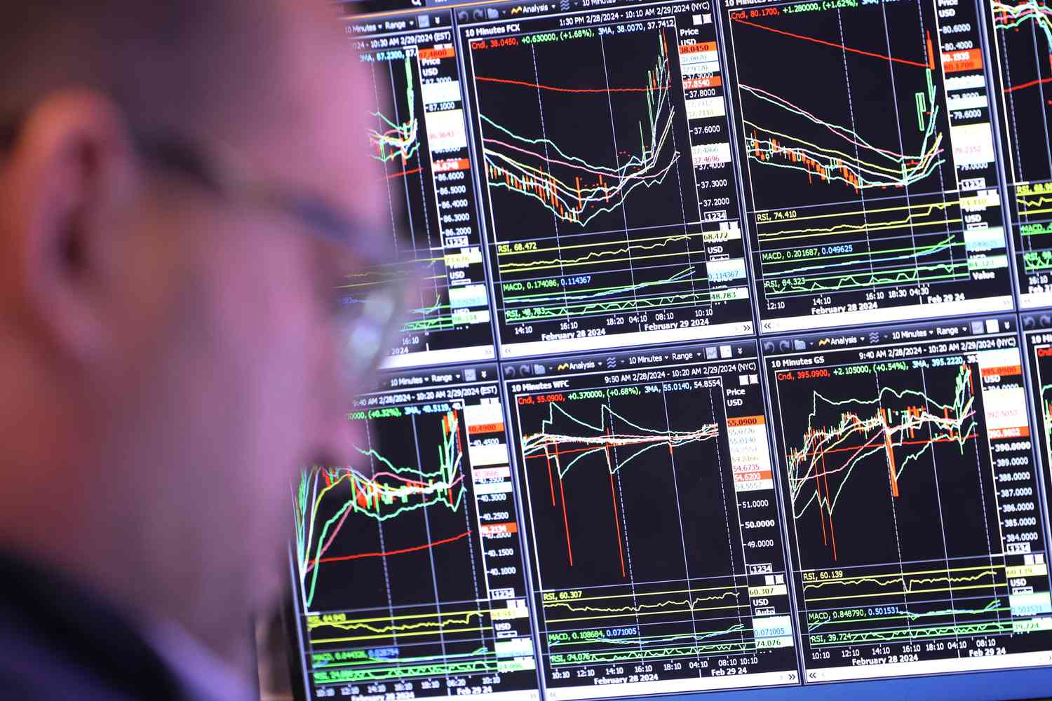 Traders work on the floor of the New York Stock Exchange.