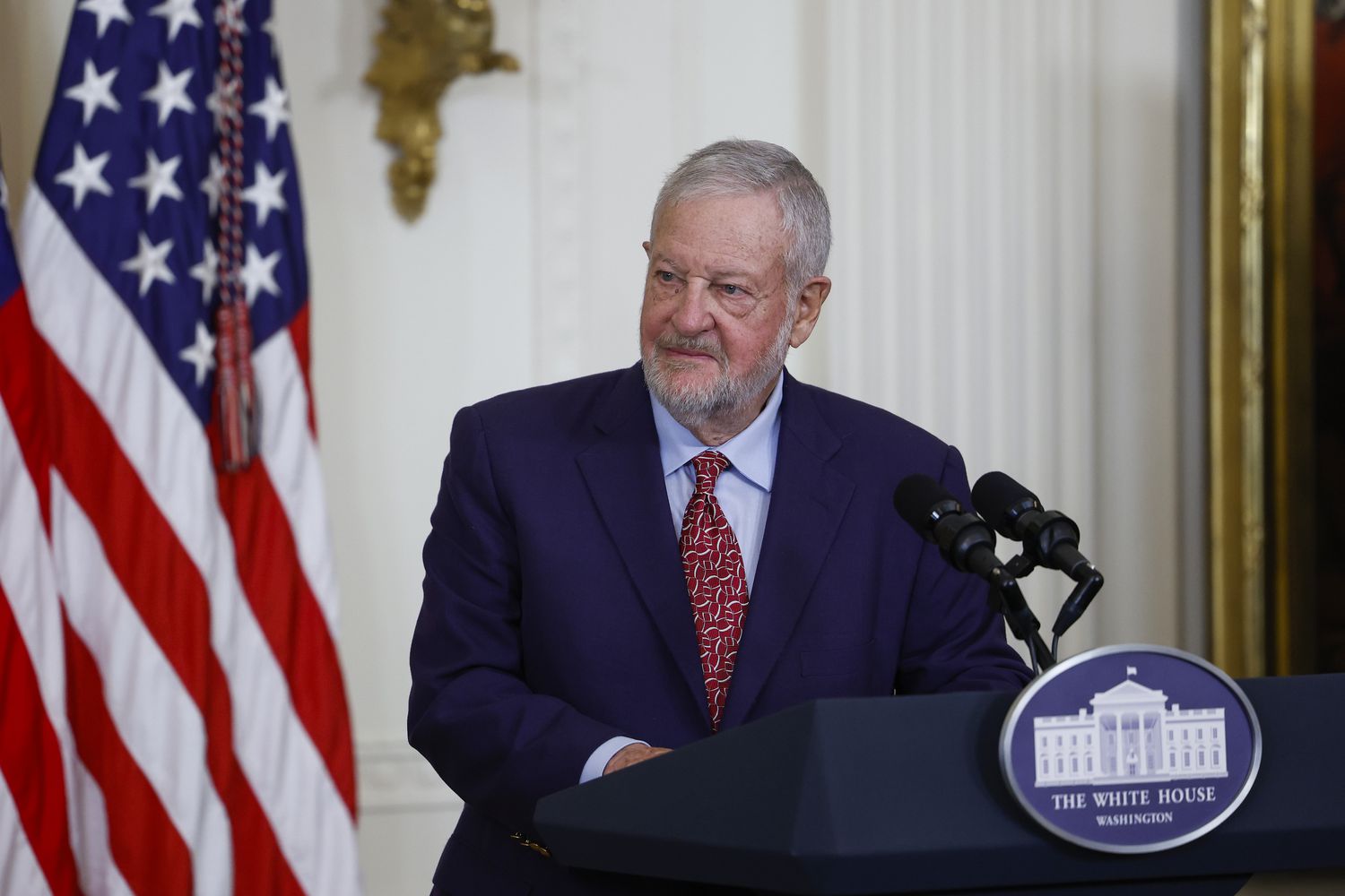 David Rockefeller, Jr., Honorary Advisor for the Praemium Imperialean speaks during an event honoring 2023 Praemium Imperiale Laureates in the East Room of the White House on September 12, 2023 in Washington, DC. 