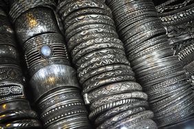 rows of silver bangles