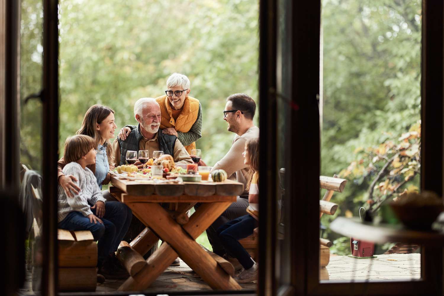 Multigenerational family on a patio