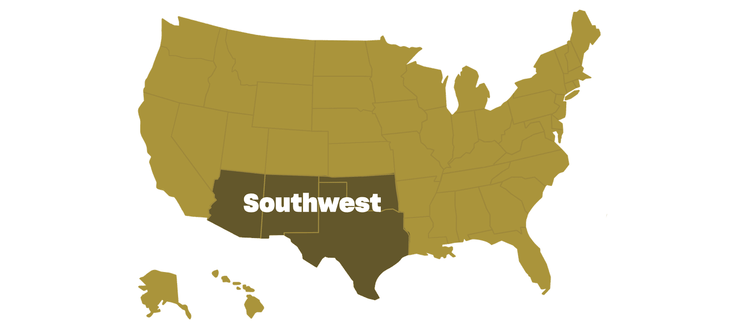 Map of the southwestern United States.