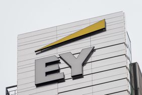 2024/05/20: The Ernst & Young logo is seen at the high street in Warsaw. 
