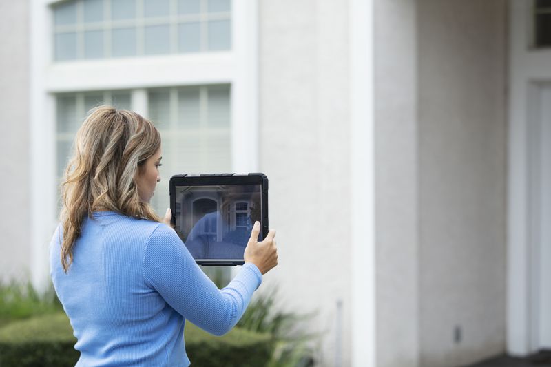 An appraiser takes photos of a home.