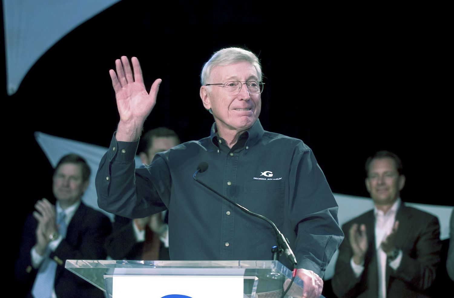 Home Depot co-founder Bernie Marcus speaks prior to a ribbon cutting ceremony at the Georgia Aquarium November 19, 2005 in Atlanta, Georgia.