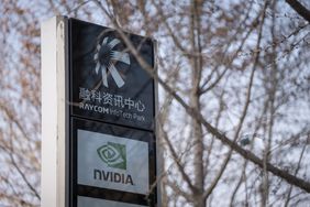 Signage at the Nvidia Corp. offices in Beijing, China.