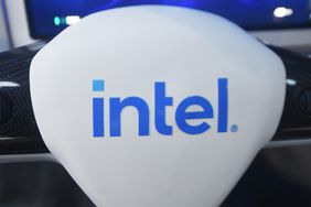 The Intel booth at the Shanghai Auto Show on Thursday. 