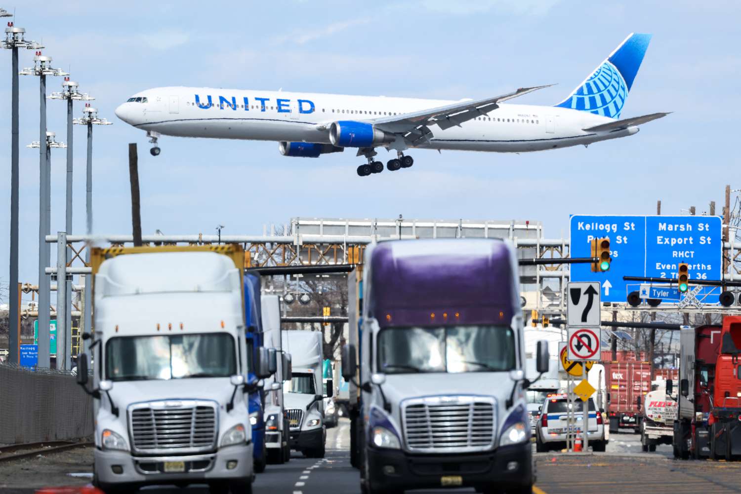 A United Airlines plane approaches Newark Liberty International Airport earlier this month.
