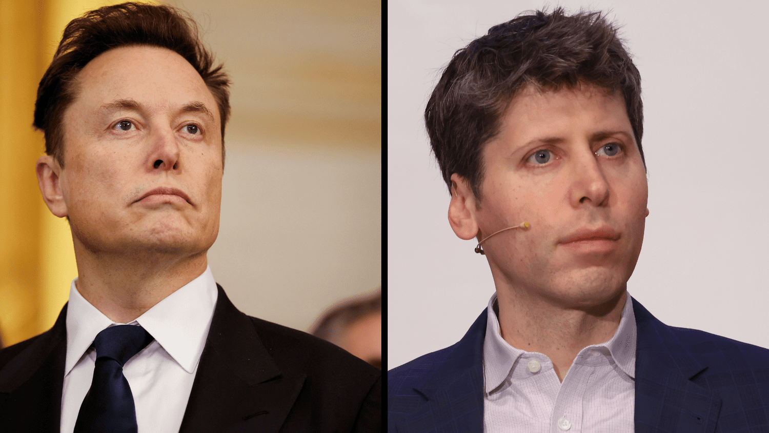 A composite image of Elon Musk, left, and Sam Altman. 