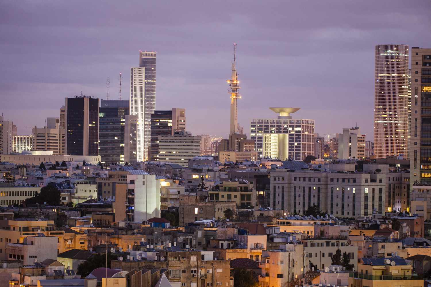 Tel Aviv central business district's building boom, view of the skyline.