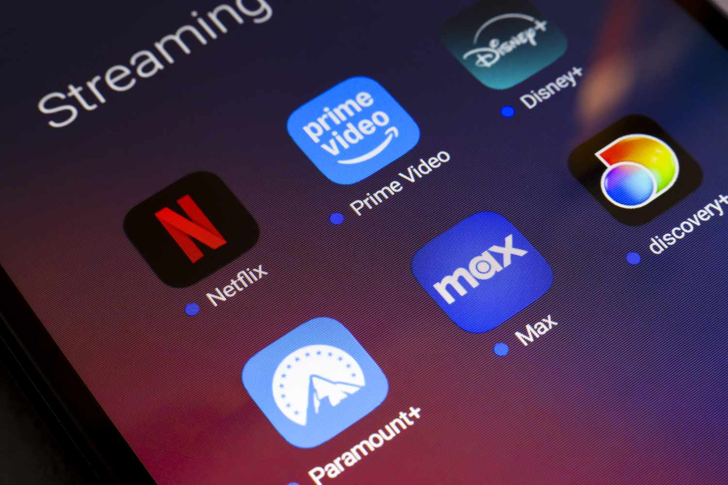 Streaming-service logos on a mobile device