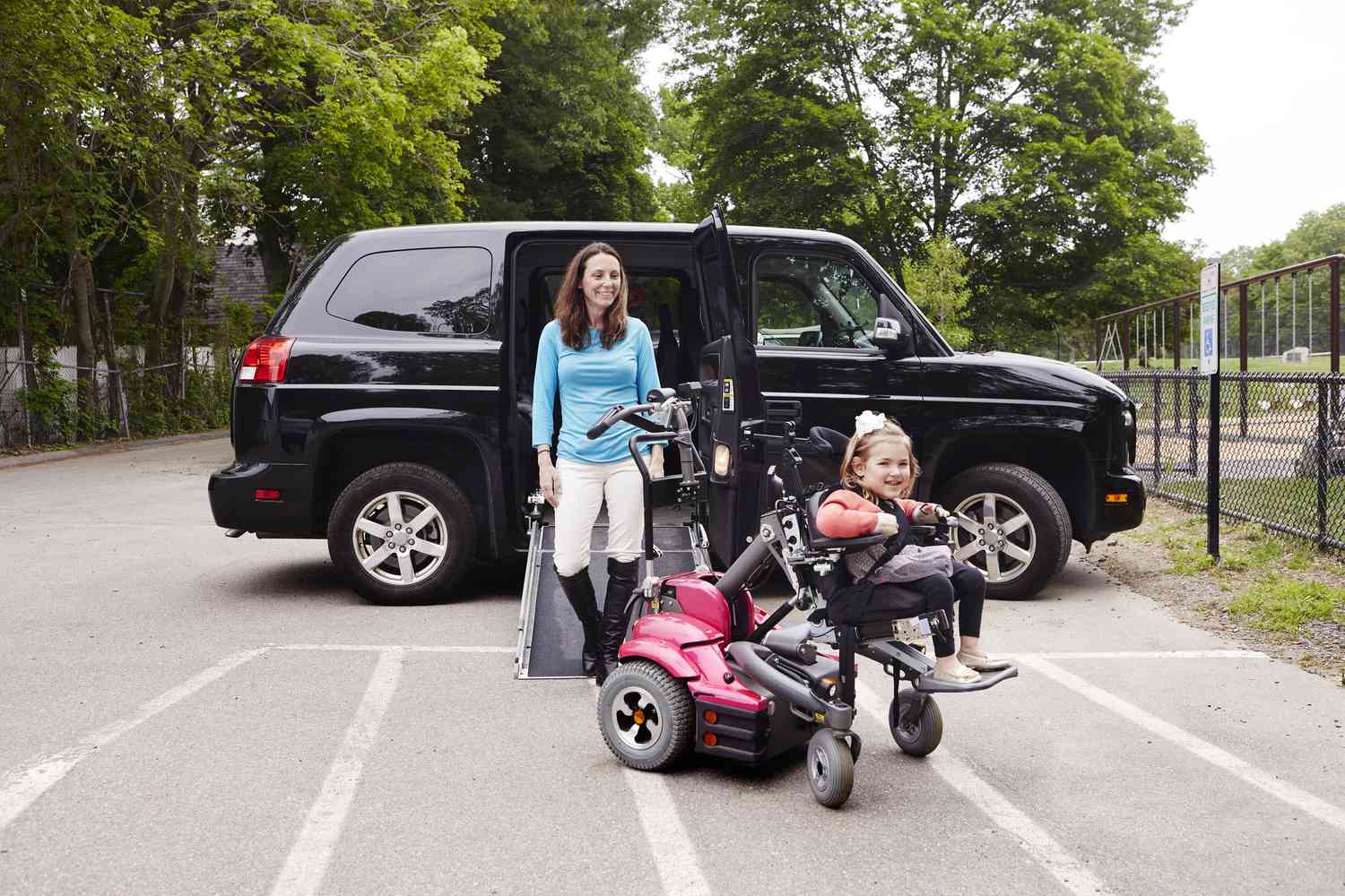 Mother with disabled child