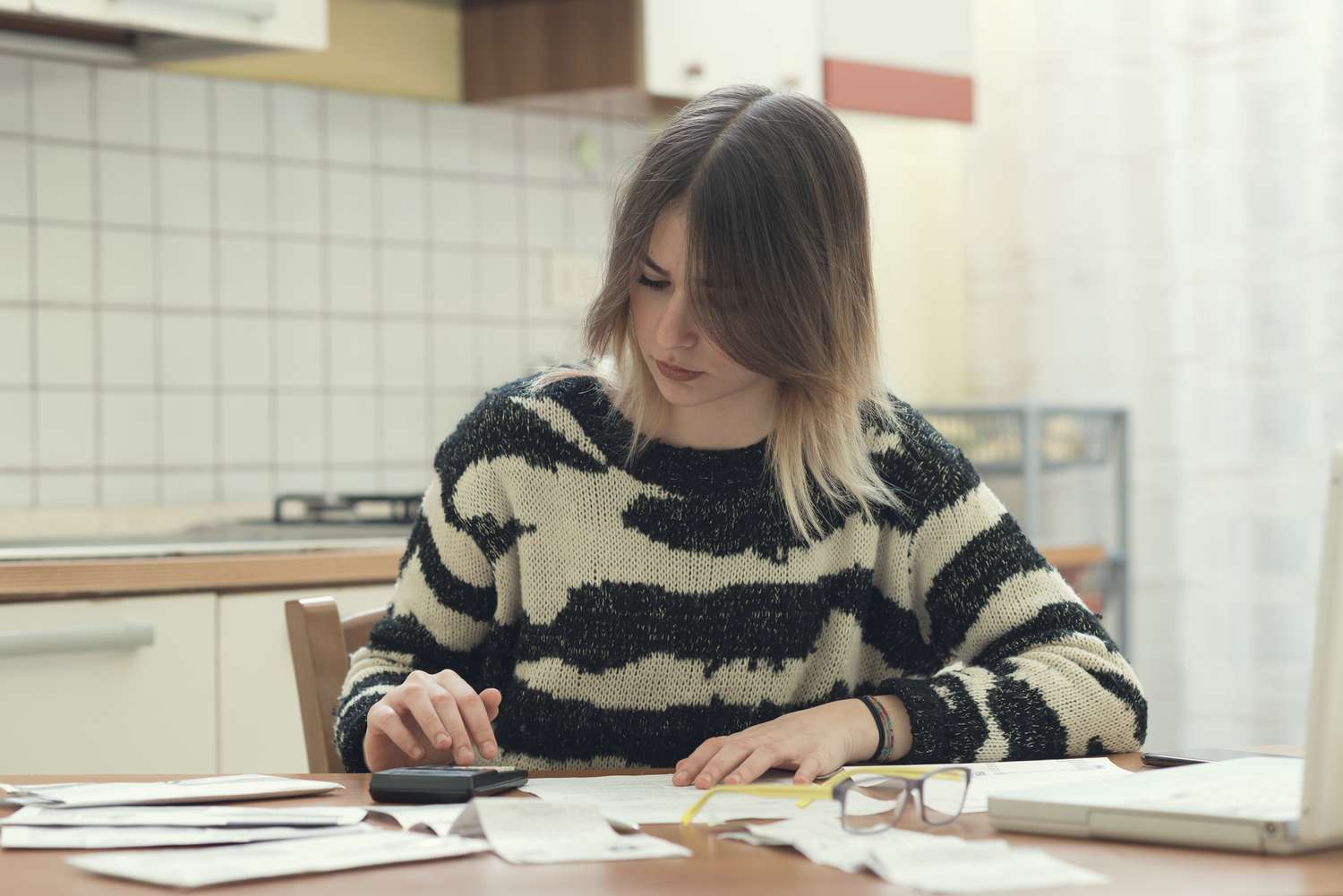 Woman doing bills