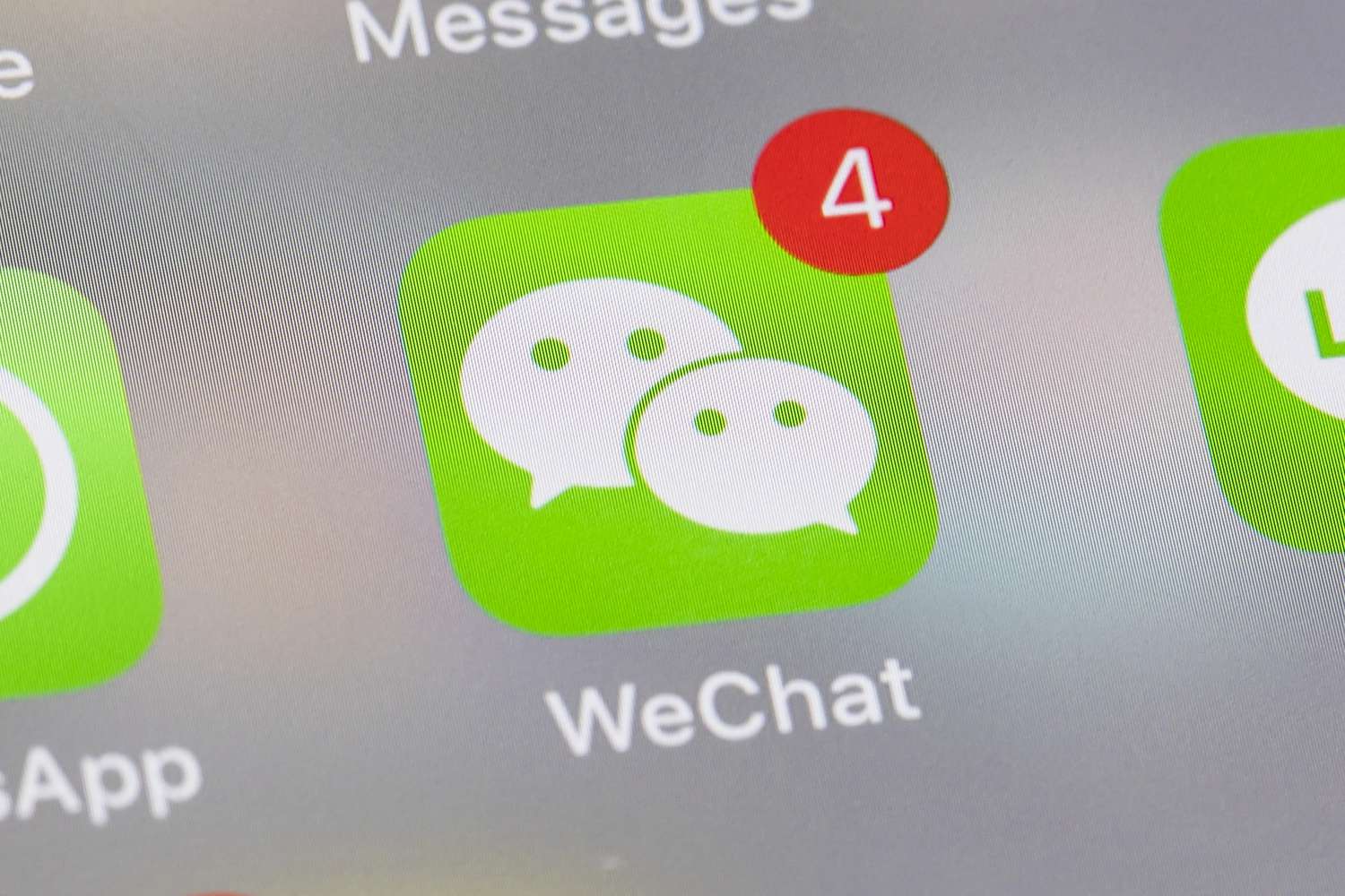 WeChat icon with notification on smartphone