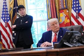 President Donald Trump and Tesla CEO Elon Musk are seen in the Oval Office of the White House.