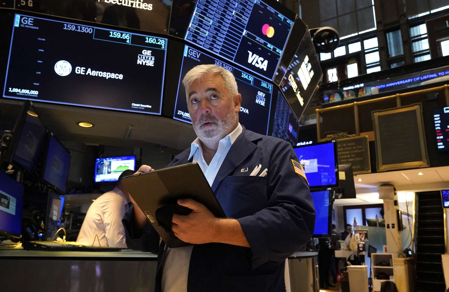 A trader on the floor of the New York Stock Exchange on Monday. 