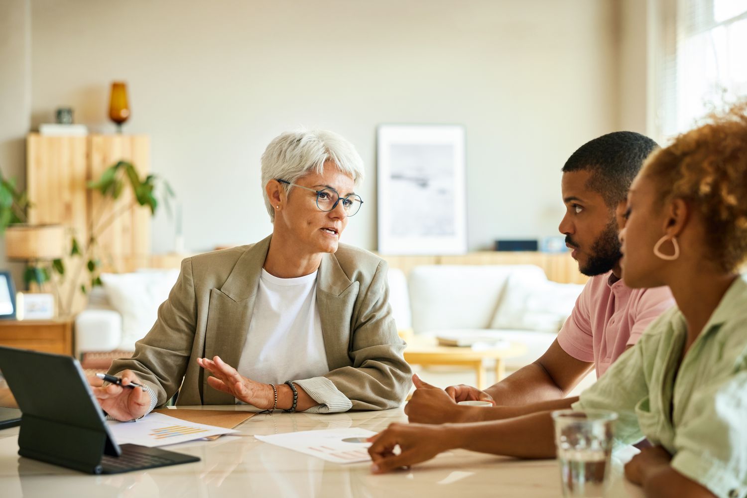 Finance planner talks to couple about the options of home equity loans
