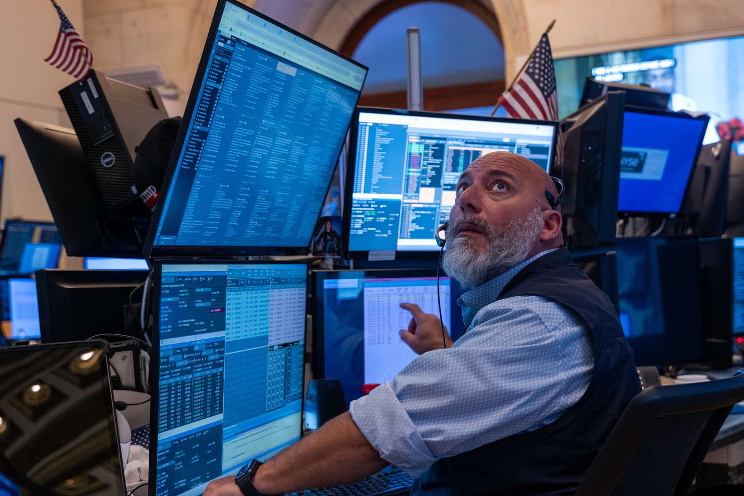 Traders work on the New York Stock Exchange