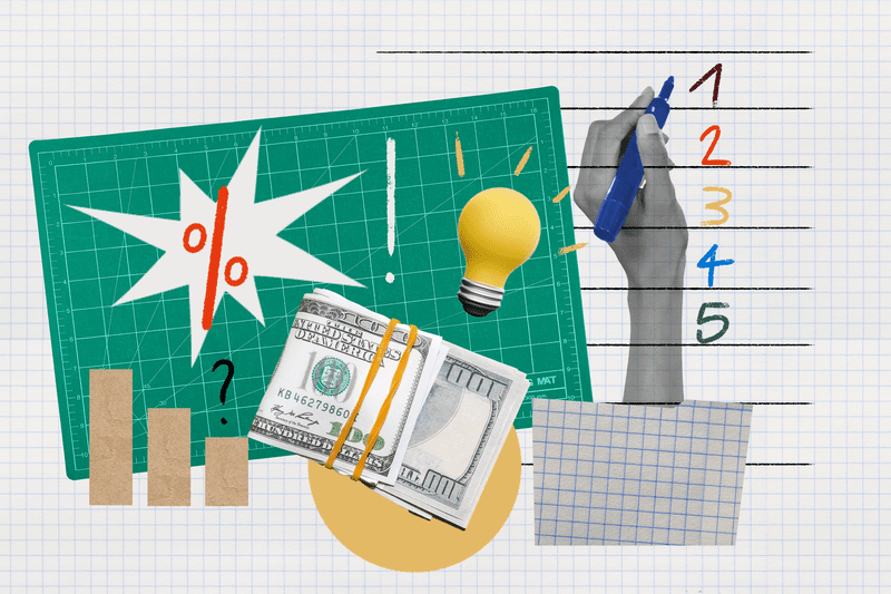 Photo and illustration composite image to represent learning about investing strategies.