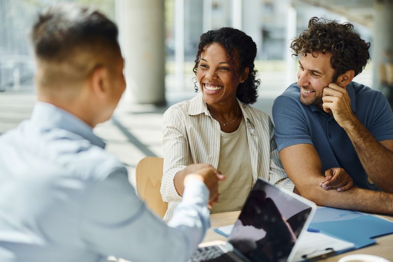 Three people meeting