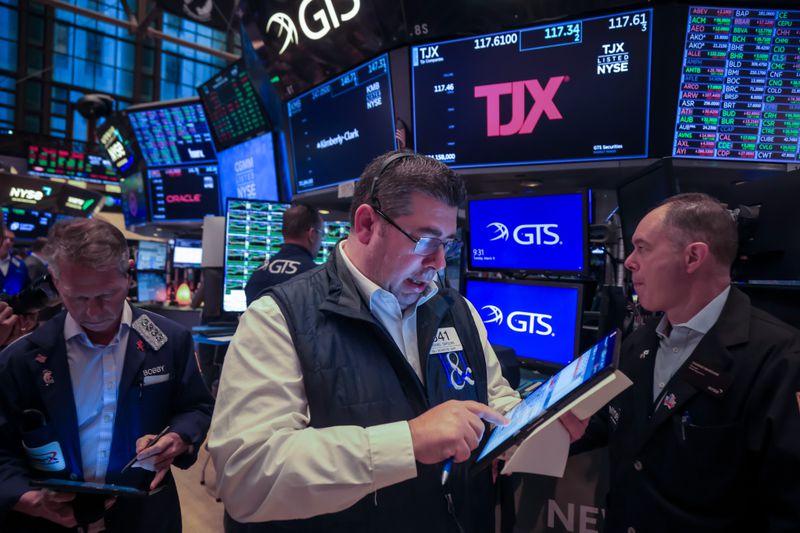 Traders work on the floor of the New York Stock Exchange 