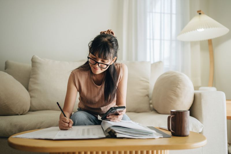 Woman making a budget