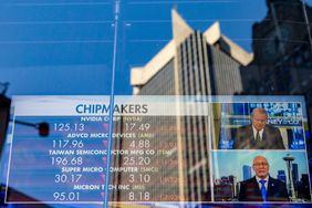 Stock market information displayed at the Nasdaq MarketSite in New York, US, on Monday, Jan. 27, 2025
