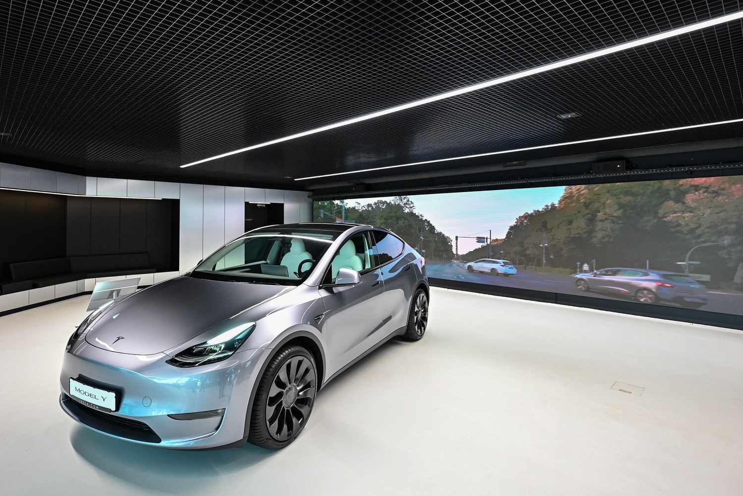 Tesla Model Y vehicle on display in Germany.